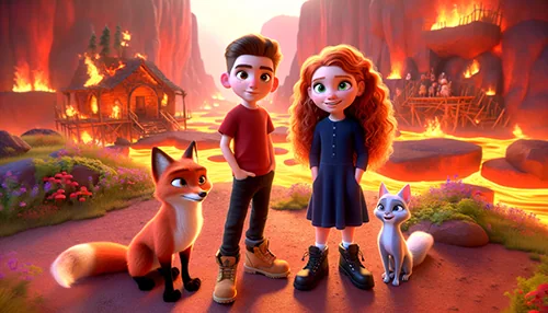 Victoria, Parker und Lucky in der Feuerwelt